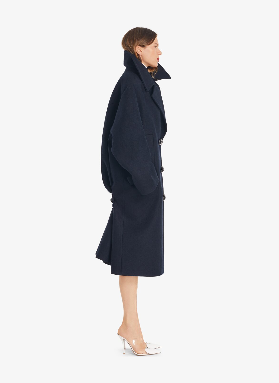 Maxi Caban in wool ALAÏA MARINE MAXI CABAN IN WOOL